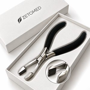 Pinzas Profesionales Anguladas de Mandíbula Plana para Extensiones de Cabello, Herramienta de Acero Inoxidable para Extensiones de Cabello para Uso en Salón |   Zetomed Pro - Product Image 3
