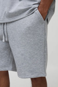 Pantalones Cortos para Hombre de 300GSM, 100% Algodón, Tela de Felpa Gruesa, Color Gris Jaspeado, Cintura Elástica Extra Grande, Transpirables, de Secado Rápido, Casuales - Product Image 2