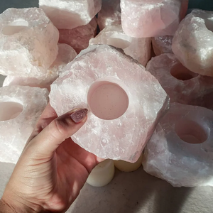 Support de bougie en pierre naturelle sculptée à la main en quartz rose, agate et pierres précieuses, pour la lithothérapie, vente en gros - Product Image 6