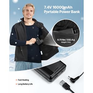 Gilet Riscaldante Elettrico Ricaricabile Leggero da Uomo con 6 Zone di Riscaldamento e Batteria da 16000 mAh per Sport Invernali all'Aperto - Product Image 4