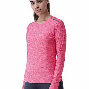 Women's <b>Pink</b> <b>Long</b> <b>Sleeve</b> Crew Neck T-Shirt Slim Fit Quick Dry Sporty Knitted Polyester <b>Top</b> Spring Summer Workout Wear - Product Image 5