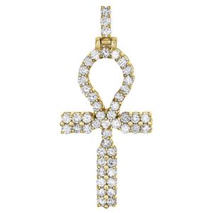 3,15 Ct Diamond 3D Eye Cross Pendant 10K Yellow Gold Mens Prong Set Christian IGI Certified Unique Charm Gift - Product Image 1