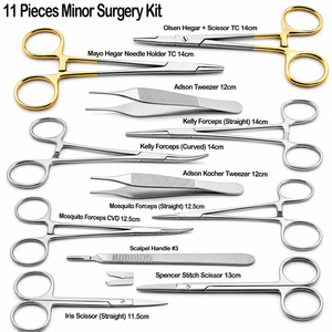 Kit de Cirugía Menor Manual de 11 Piezas, Juego de Instrumentos Quirúrgicos de Acero Inoxidable Clase I, Cirugía General, Certificado CE ISO13485 BTECH - Product Image 1