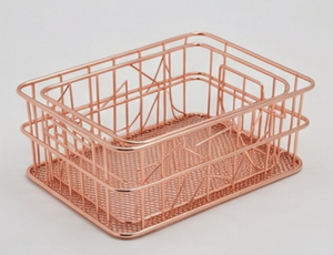 Fine Quality Rectangular Metal Wire <b>Storage</b> <b>Basket</b> Rose <b>Gold</b> Stackable Modern Design Multi Purpose Neatening Organizer - Product Image 5