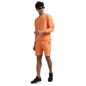 Nuevo Conjunto de Pantalones Cortos y Sudadera de Forro Polar para Hombre, Color Sólido, Casual, 100% Algodón, Tejido Transpirable, Logotipo Personalizado en la Parte Delantera - Product Image 2