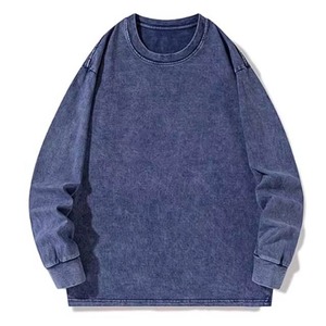 เสื้อสเวตเชิ้ตผู้ชายทรงโอเวอร์ไซส์ สีพื้น ผ้าฝ้ายถัก 100% คอกลม แขนยาว สวมใส่สบายๆ สำหรับฤดูใบไม้ร่วง เนื้อผ้านุ่ม ใส่สบาย - Product Image 3