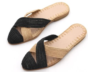 รองเท้าแตะราฟเฟียสีดำทำมือ, รองเท้าแตะฤดูร้อน, รองเท้าผู้หญิงสำหรับฤดูร้อน, รองเท้าชายหาด, รองเท้าบัลเลริน่า, รองเท้าแตะโมร็อกโก - Product Image 2