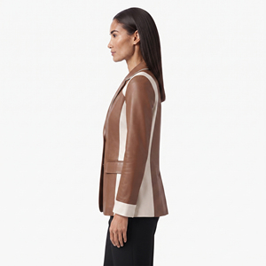 Women's High Fashion <b>Leather</b> <b>Blazer</b> Coat Female Long Sleeve <b>Leather</b> Ladies 100% PU <b>Leather</b> <b>Blazer</b> With Singlet Button - Product Image 3