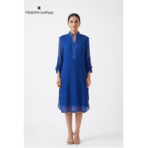 Nuevo Vestido Casual de Seda para Mujer con Relleno en el Pecho, Cuello Alto, Elegante, a la Moda, Largo hasta la Rodilla, Suave, Cómodo y Estilizado - Product Image 1