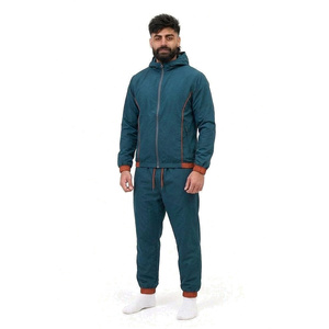 Men's <b>Hooded</b> Tracksuit Set Solid Color Full Sleeve Zipper Closure Casual Wear Winter Breathable Polyester Cotton Material - Product Image 6