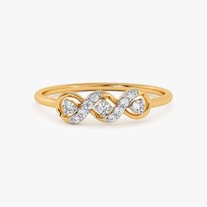 Yellow Gold <b>Diamond</b> <b>Ring</b> With Infinity Design Round Brilliant Cut Natural <b>Diamonds</b> Women's Romantic Engagement <b>Ring</b> - Product Image 1