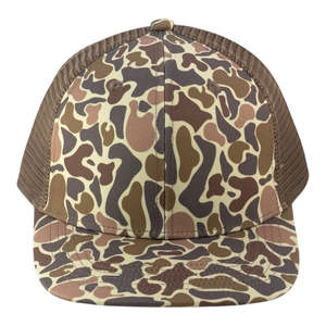 Casquette de chasse structurée 6 panneaux en maille, motif camouflage vintage personnalisé, avec logo brodé, ajustable pour activités de plein air - Product Image 1