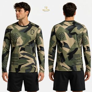 เสื้อยืดแขนยาวสำหรับออกกำลังกาย ผลิตจากโพลีเอสเตอร์ผสมสแปนเด็กซ์ ระบายเหงื่อได้ดี พิมพ์ลายกราฟิกเรขาคณิตสีเขียวดำ - Product Image 2