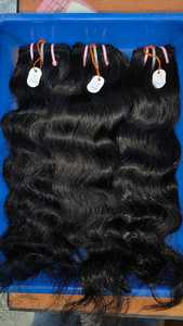 Extensions de cheveux humains indiens vierges naturels de qualité supérieure, provenant d'un seul donneur, cheveux de temple du sud de l'Inde, noirs, double trame, cheveux bruts - Product Image 4