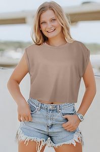 Blusa Casual de Punto para Mujer, Manga Corta, Cuello Redondo, Color Sólido, Tela Suave, Uso Diario, Corte Regular - Product Image 4