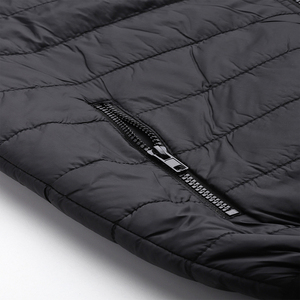 Men's Black Hooded Quilted <b>Jacket</b> Stand Collar Zipper Closure Streetwear Winter Slim Fit Thick Polyester Wadding Regular Length - Product Image 4