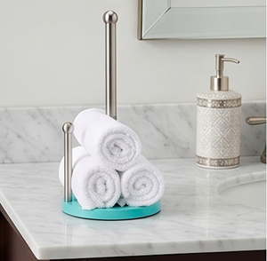 Sky Blue Free Standing Metal <b>Tissue</b> Roll Holder Portable Organizer Perfect For Kitchen Bathroom Counter And Home Use - Product Image 2