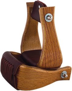 Estribos de madera con acolchado de cuero y cierres metálicos para equitación. Estribos de madera con acolchado. - Product Image 6