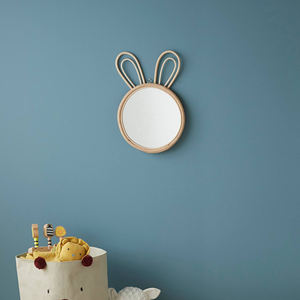 Miroir Lapin Artisanal Tressé à la Main en Rotin – Décoration Murale Bohème pour Chambre d'Enfant et Crèche – Artisanat en Osier Décoratif - Product Image 2