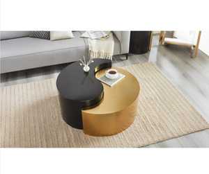 Value Pick Modern <b>Round</b> Coffee <b>Table</b> With <b>Gold</b> And Black Metal Finish Contemporary Living Room Furniture Decorative Design - Product Image 5