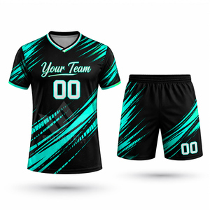 ชุดเสื้อฟุตบอลชายสีดำส้ม คอวี แขนสั้น แบบซับลิเมชั่น สกรีนหมายเลขทีมได้ ระบายเหงื่อได้ดี - Product Image 6