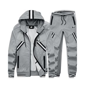 100% Cotton Hooded Casual Solid Men's Sports Tracksuit-Custom Logo Training Suit Breathable Lightweight Winter Warm Fleece - Product Image 2