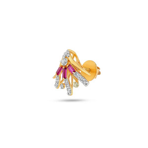 ต่างหูเพชรทรงพัดรูปออโรร่าสีทอง - Product Image 2