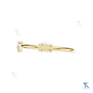 Lab Grown Diamond Solitaire Pear Cut Bangle 14K Solid Gold Fine Unisex Minimalist <b>Cuff</b> Jewelry Party Gift Trendy - Product Image 2