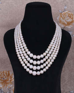 Natural Freshwater <b>Pearl</b> Gemstone Round Beads <b>Necklace</b> Jewelry Indian Wedding Jewelry Brass Silver Plated Jewelry <b>Set</b> - Product Image 2