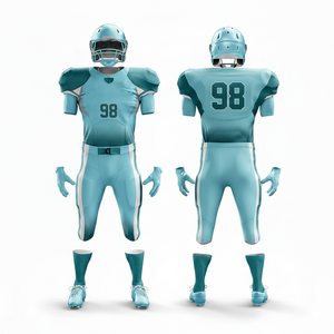 Uniforme de Fútbol Americano Personalizado al por Mayor, Conjunto Transpirable con Estampado por Sublimación, 100% Poliéster, Pantalón Corto de Color Sólido, Tallas Grandes - Product Image 1