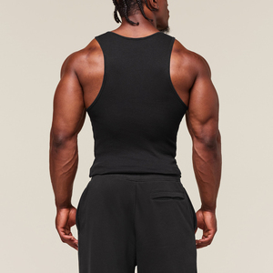 Premium Ribbed Cotton Tank Top Men Slim Fit Workout Muscle Sleeveless Shirt Summer Athletic <b>Vest</b> Quick Dry Customizable - Product Image 3