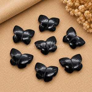Perles de pierres précieuses facettées en onyx noir en forme de papillon de 13 mm pour la fabrication de bijoux, perles en vrac en gros, fournitures d'artisanat - Product Image 5