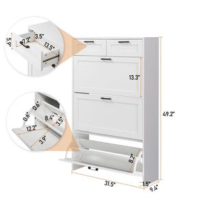 Organizzatore per Scarpe Bianco 80*25*120cm con 3 Cassetti e 2 Sollevatori, Costruzione in Truciolato - Product Image 2