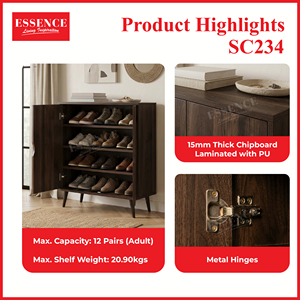 Meuble à chaussures moderne à 4 niveaux en bois SC234 Columbia Walnut, organiseur de rangement pour entrée, pour la maison - Product Image 5