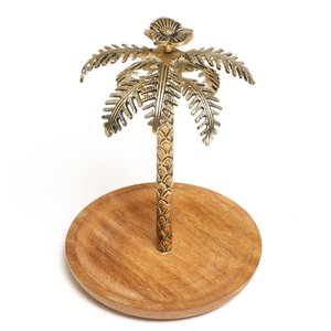 Modern Luxury Round Wooden Arabic Decorative <b>Tray</b> with Brass Palm Tree Handmade Dates Serving Bowl Party Disposable - Product Image 4