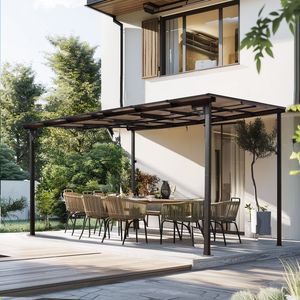 10 X 12 Outdoor Heavy Duty Wall Mounted Metal Awning Gazebo <b>Roof</b> Large Pergola for Patio Decks Backyard <b>Canopy</b> Gazebo Product - Product Image 1