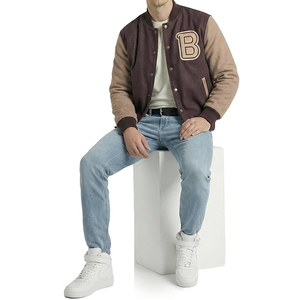แจ็คเก็ตวาร์ซิตี้แบบกำหนดเองสำหรับผู้ชาย แจ็คเก็ตเบสบอลแบบ Letterman ปักโลโก้ ขายส่ง - Product Image 6