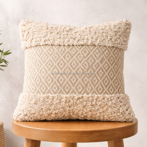 Juego de Fundas de Cojín Bohemio de Algodón Indio al por Mayor con Borlas 45x45, Funda de Almohada Tufted de Lana para Cama, Estilo Boho - Product Image 3