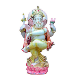 Exporter Of Marble Handicrafts Item, Marble <b>Gold</b> Painted Ganesh - Product Image 3