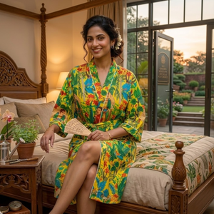 ชุดกิโมโนผ้าฝ้ายลายดอกไม้สีเขียวเซจ |   ชุดคลุมอาบน้ำแขนยาวคอวีพร้อมกระเป๋า |   ชุดนอนผู้หญิงแบบมีเชือกผูกสวมใส่สบาย - Product Image 6