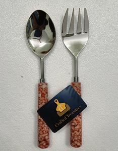 2026 latest Design Salad Server Set spoon & fork Epoxy <b>Resin</b> with embedded <b>stone</b> Home Decor Kitchenware Utensil At best Price - Product Image 3