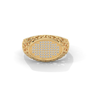 Vintage Oval Inlay Gold Plated <b>Ring</b> <b>Adjustable</b> Statement Band for Gift - Product Image 1