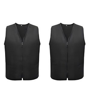 Gilet uniforme léger et respirant en polyester haute visibilité avec poches, fermeture éclair et boutons, col en V, sans manches, pour personnel médical, de sécurité et serveurs - Product Image 2