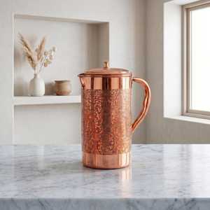 Handcrafted Pure <b>Copper</b> Pitcher & Tumbler Jug Ayurvedic Water Jug Engraved Luxury 1.5L Eco-Friendly BPA Free World Craft Impex - Product Image 1