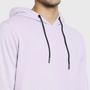 Sudadera con Capucha para Hombre, Color Morado Claro, Corte Regular, Color Sólido, Informal, Tejida, Manga Larga, con Bolsillos, para Otoño - Product Image 5