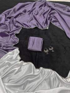 Sari de Seda Satinada de Diseño Exclusivo con Blusa Elegante, Moderno y Elegante, Estilo Indio, para Fiestas, Ropa Étnica Modesta para Mujer - Product Image 3