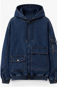Hoodie en jean pour homme de qualité supérieure avec poche kangourou - Product Image 4