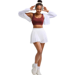 Sujetador deportivo de cuello alto para mujer, con malla, sin costuras, espalda cruzada, acolchado, soporte medio, transpirable, de secado rápido, para yoga y gimnasio - Product Image 5