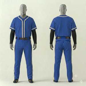 Custom Blue Striped <b>Baseball</b> Uniform Set Men's Short Sleeve Jersey Pants Breathable Polyester Team Apparel All Seasons Regular - Product Image 1