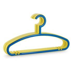 Blue and Yellow <b>Plastic</b> Hangers Rectangle Shape Space Saving <b>Hook</b> Type for Wardrobe Clothing Organizer Lightweight Simple Style - Product Image 1